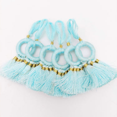 Set of 2 Blue Hoop Tassels, Indian Tassels, Boho Chic Tassels